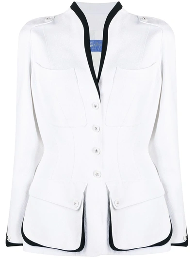 Pre-owned Mugler Single-breasted Fitted Jacket In White