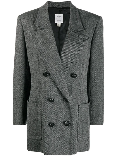 Pre-owned Celine  Double-breasted Coat In Grey