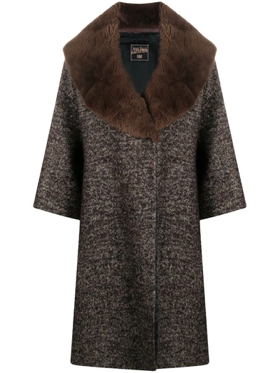 Pre-owned Jean Paul Gaultier Faux-fur Lapels Knee-length Coat In Brown