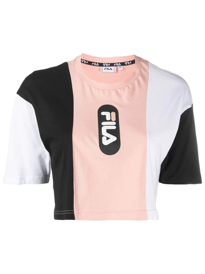 Fila Panelled Logo-print T-shirt In Pink