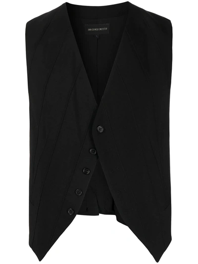Ann Demeulemeester Ribbed Buttoned Waistcoat In Black