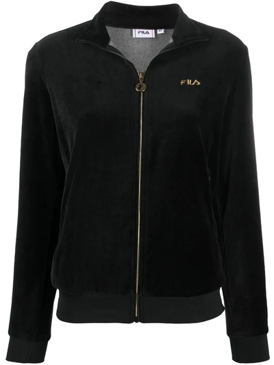 Fila Velvet Zipped Jacket In Black
