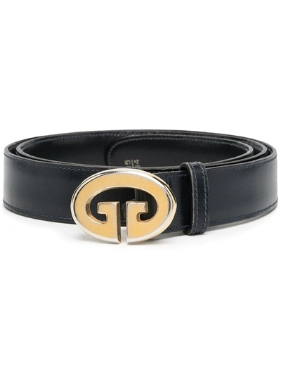 Pre-owned Gucci 1960s Double G Buckle Belt In Blue