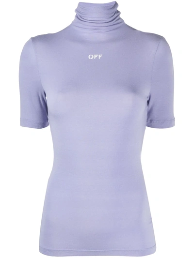 Off-white Logo Roll Neck T-shirt In Purple
