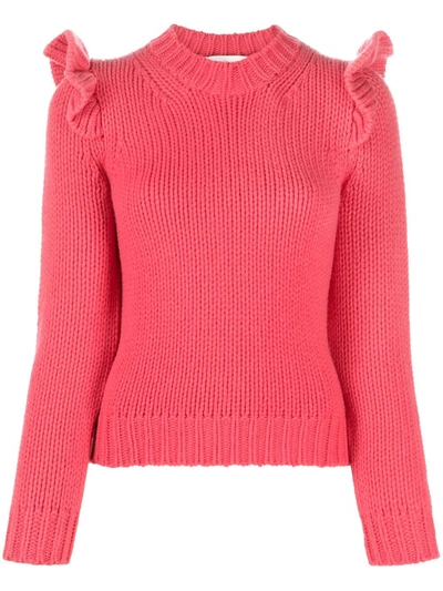 Zimmermann Lady Beetle Ruffle-shoulder Sweater In Pink