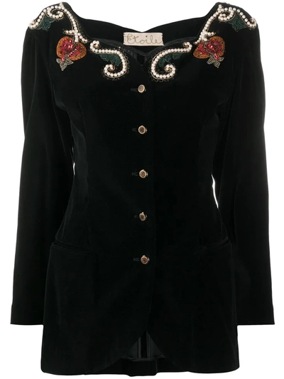 Pre-owned A.n.g.e.l.o. Vintage Cult 1990s Pearl-embellished Single-breasted Jacket In Black