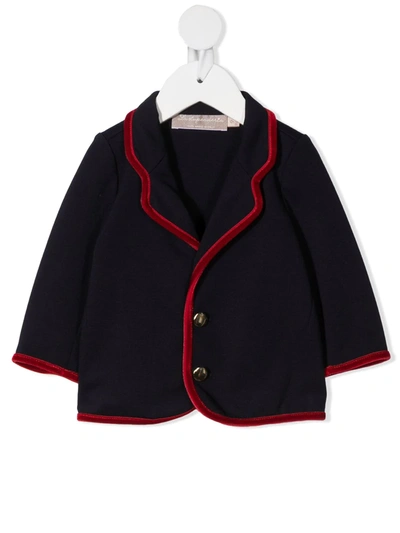 La Stupenderia Babies' Contrast-trim Blazer In Blue
