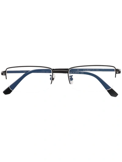 Cartier Rimless Rectangular Glasses In Black