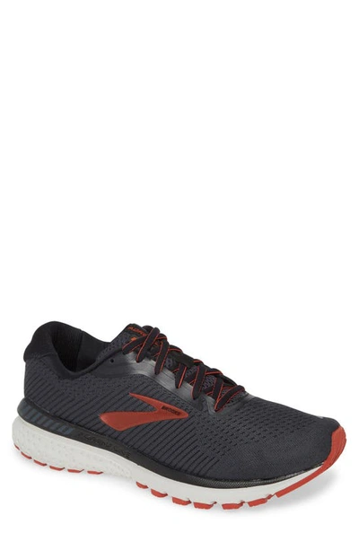 Brooks Adrenaline Gts 20 Running Shoe In Black/ebony/ketchup