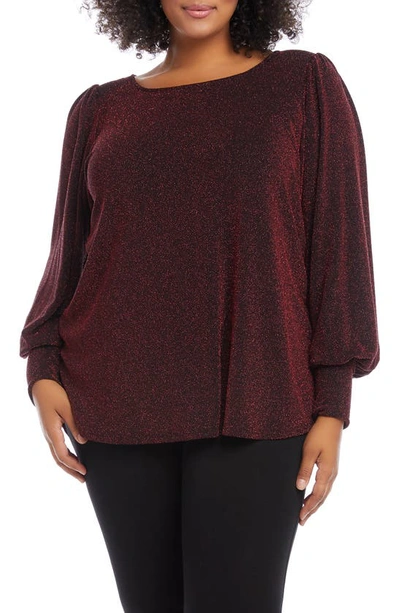 Karen Kane Blouson Sleeve Top In Red