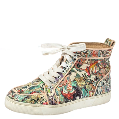 Pre-owned Christian Louboutin Multicolor Python Faience Rantus High Top Sneakers Size 35.5