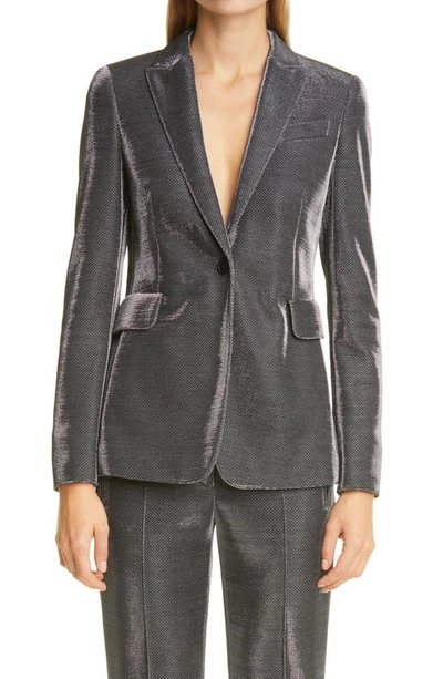 Akris Punto Metallic Pinstripe Jersey Blazer In Gray