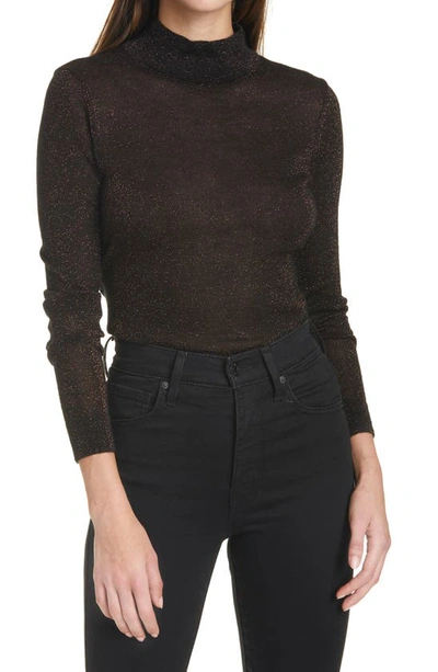 Autumn Cashmere Shimmer Mock Neck Sweater In Black Magic