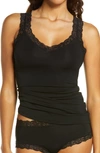 Fleur't Iconic Lace Trim Camisole With Shelf Bra In Black