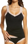 Fleur't Iconic Lace Trim Camisole With Shelf Bra In Black/seashell