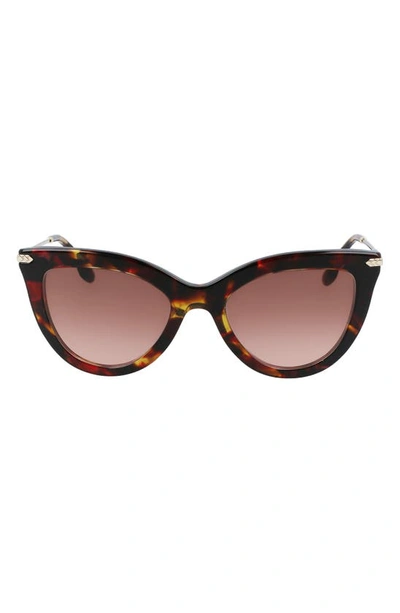 Victoria Beckham 53mm Gradient Cat Eye Sunglasses In Red Amber Tortoise Gradient