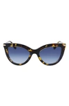 Victoria Beckham 53mm Gradient Cat Eye Sunglasses In Havana Blue/ Blue Gradient
