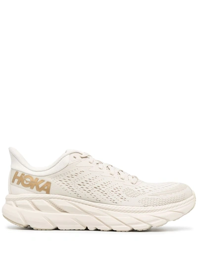 Hoka One One Logo-print Lace-up Trainers In Neutrals
