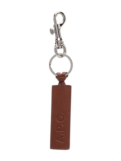 Apc Calfskin Logo Key Ring In Buff