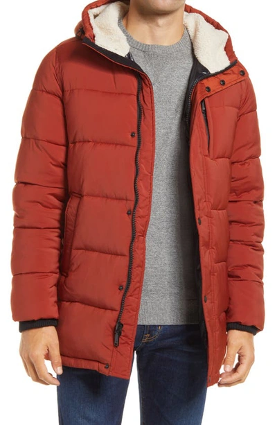 Vince Camuto Water Resistant Quilted Stretch Parka In Russet