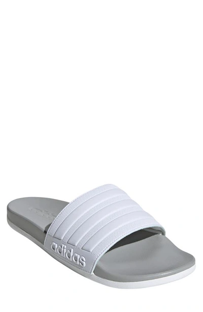Adidas Originals Adilette Cloudfoam Mono Sport Slide In Ftwr White/ White/ Grey
