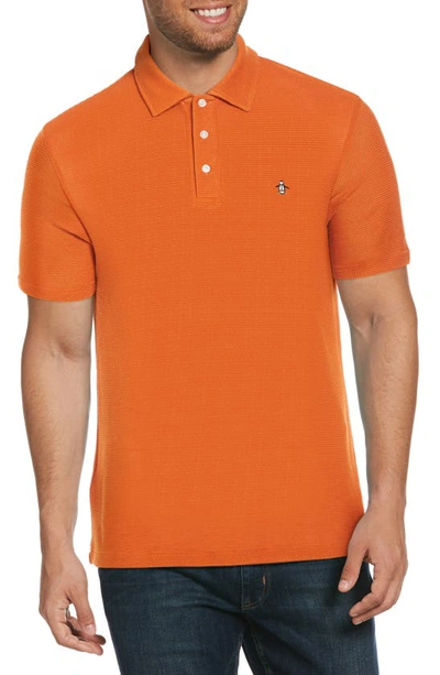 Original Penguin Solid Mesh Polo In Gold Flame
