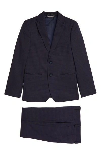 Andrew Marc Kids' Microplaid Suit (big Boy) In Blue