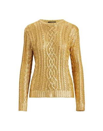 Lauren Ralph Lauren Foiled Cable-knit Sweater In Gold