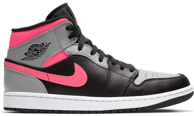 Pre-owned Jordan  1 Mid Pink Shadow In Black/hot Punch-light Smoke Grey