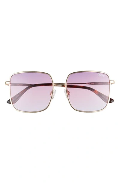 Quay Real One 53mm Gradient Square Sunglasses In Gold/ Purple Pink