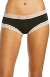 Fleur't Iconic Lace-trim Boyshort In Black/seashell