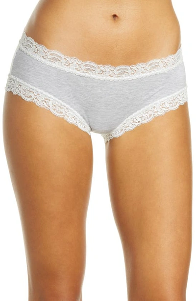 Fleur't Iconic Boyshorts In Heather Grey/ Chantilly