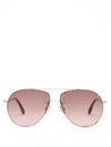 Victoria Beckham Aviator Half-rim Metal Sunglasses In 725 Gold/wine