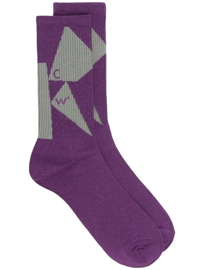 A-cold-wall* Intarsia-knit Shard Socks In Purple