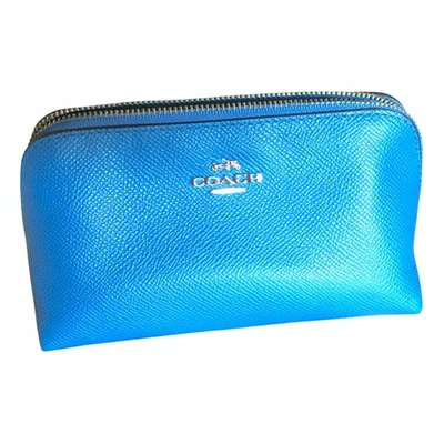 Pre-owned Coach Leather Vanity Case In Blue
