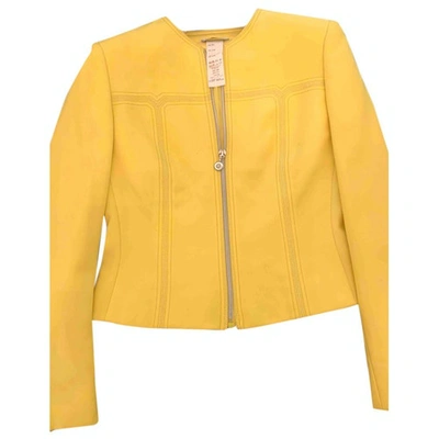 Pre-owned Versace Wool Suit Jacket In Yellow