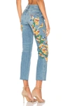 Free People Embroidered Crop Girlfriend Jeans In Light Denim