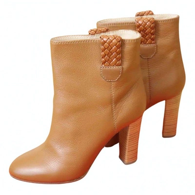 Pre-owned Hugo Boss Leather Ankle Boots In Camel
