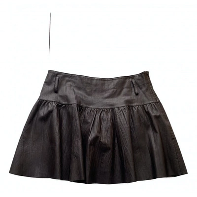 Pre-owned Essentiel Antwerp Leather Mini Skirt In Brown