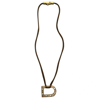 Pre-owned Delvaux Leather Necklace In Beige