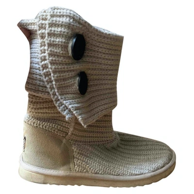 Pre-owned Ugg White Cloth Boots