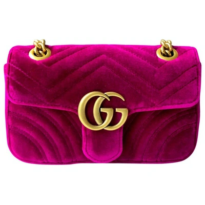 Pre-owned Gucci Marmont Suede Handbag