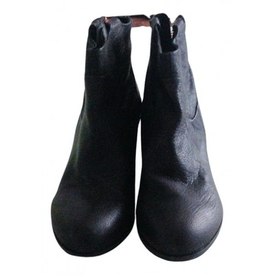 Pre-owned Sam Edelman Leather Ankle Boots In Black
