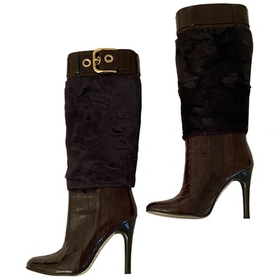 Pre-owned Dolce & Gabbana Leather Ankle Boots In Brown