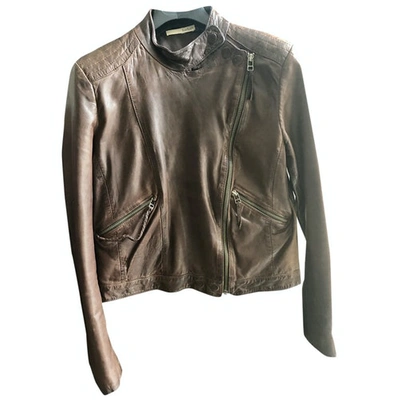 Pre-owned Ba&sh Leather Biker Jacket In Brown