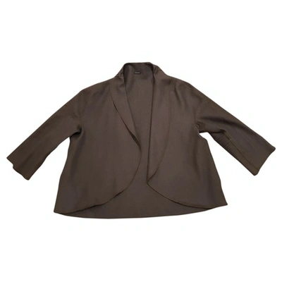 Pre-owned Joseph Wool Cape In Khaki