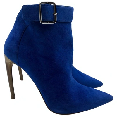 Pre-owned Alexander Mcqueen Buckled Boots In Blue