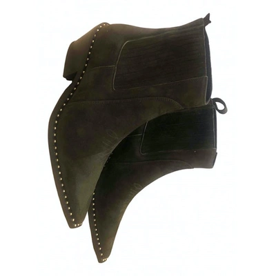 Pre-owned Anine Bing Khaki Leather Ankle Boots