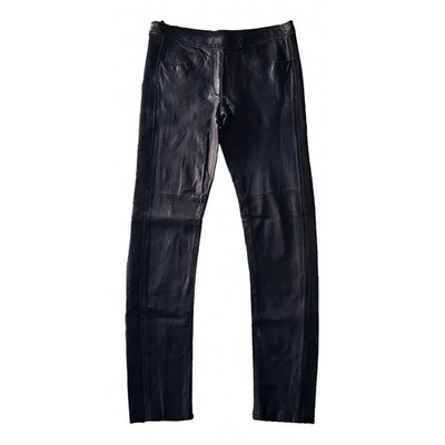 Pre-owned Catherine Malandrino Leather Straight Pants In Black