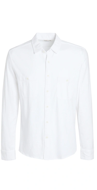 Faherty Seasons Knit Button-up Shirt In White